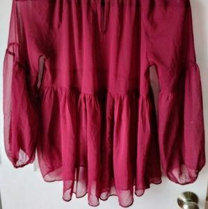 Silk top with bell sleeve